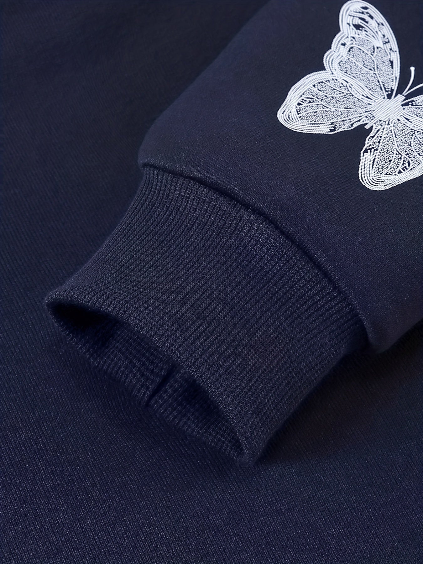 Y2K Butterfly Pattern Zip Up Hoodie, Casual Long Sleeve Drop Shoulder Hoodie, Women's Clothing