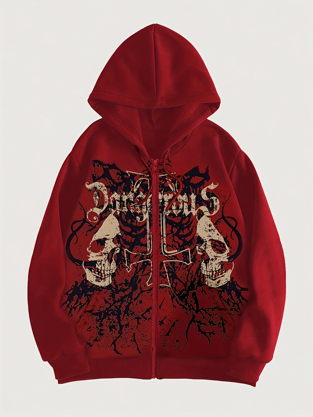 Trendy Pattern Women's Fashion Hooded Sweatshirt, Available in Christmas Red