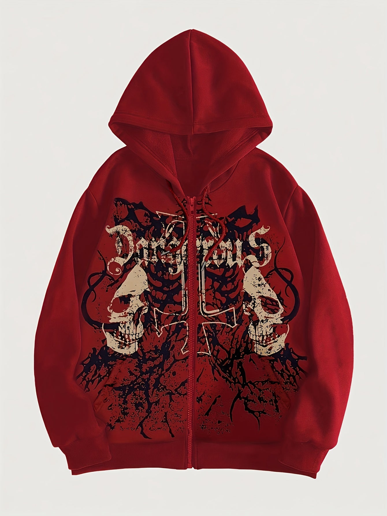 Trendy Pattern Women's Fashion Hooded Sweatshirt, Available in Christmas Red