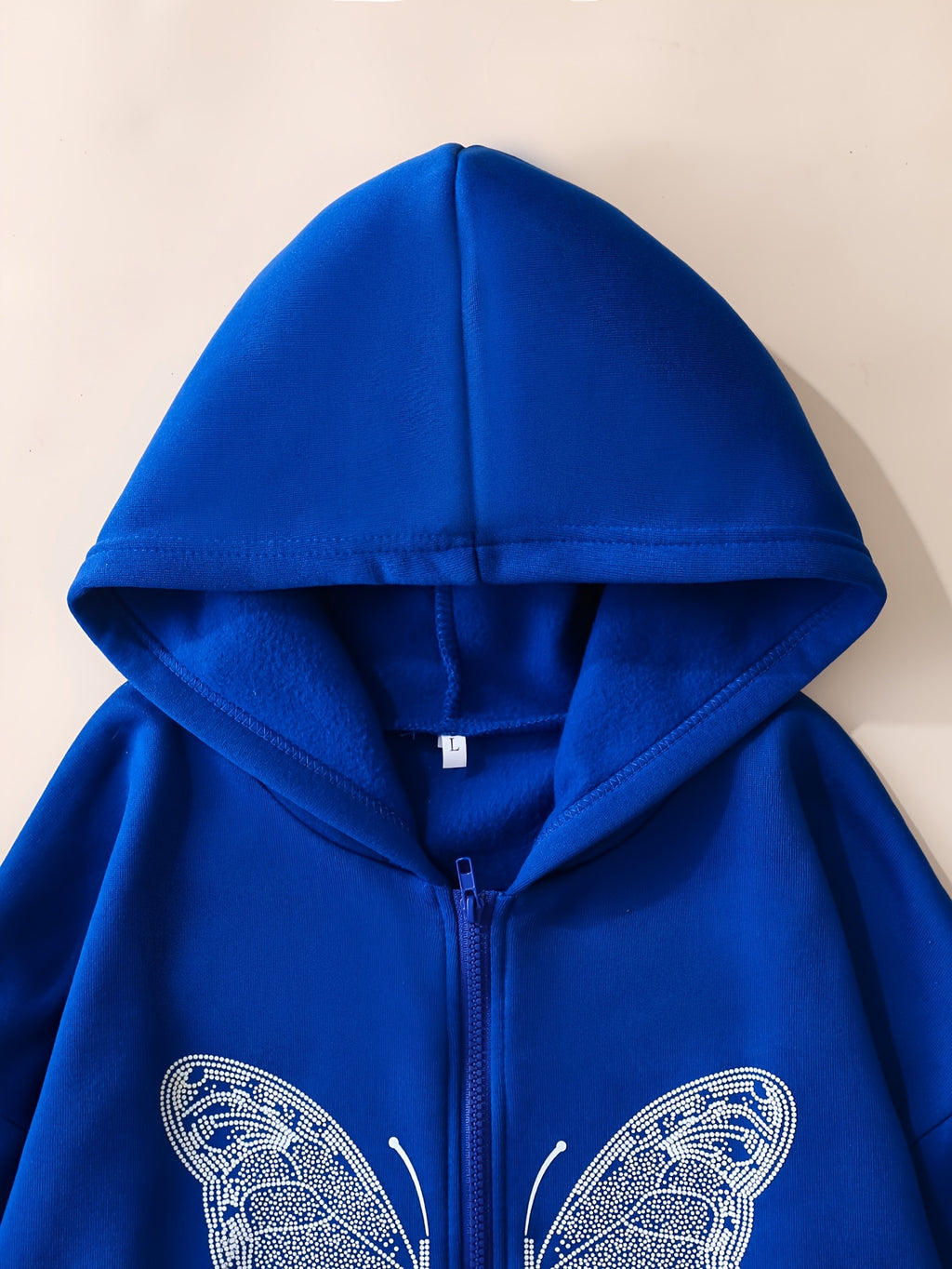 Y2K Butterfly Pattern Zip Up Hoodie, Casual Long Sleeve Drop Shoulder Hoodie, Women's Clothing