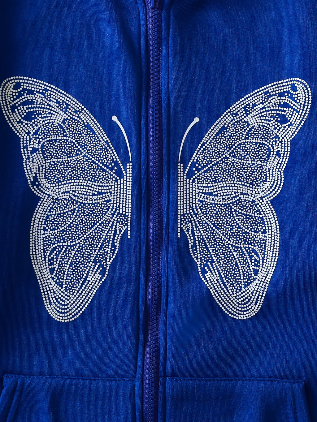 Y2K Butterfly Pattern Zip Up Hoodie, Casual Long Sleeve Drop Shoulder Hoodie, Women's Clothing